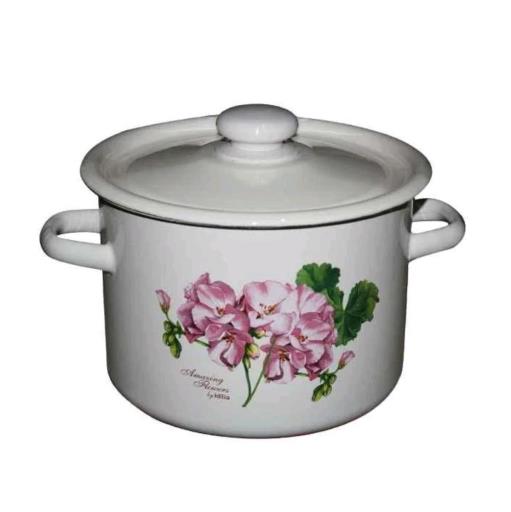 Каструля циліндрична 5.5л "Pelargonium Amazing Flowers (milk)" IDILIA