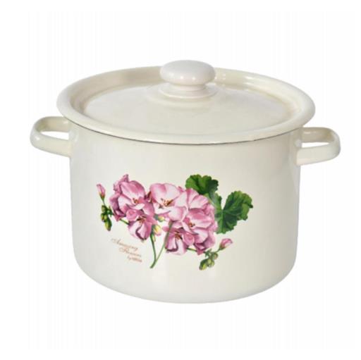 Каструля циліндрична 3л "Pelargonium Amazing Flowers" (milk) IDILIA